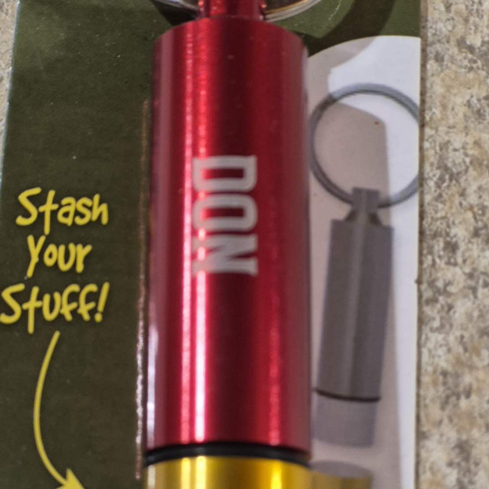 Red and Gold Keychain Stash Container - Picture 2 of 5